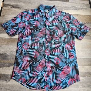 RSVLTS The Roosevelts Miami Vice Button Down Shirt Medium Teal Pink
